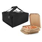 HOT DELIVERY BAGS Foldable Pizza Bike Delivery Bag | (38X38X18 cm) 26 litres | Can Keep Four 12" Pizza or 4 Meals hot for 2 Hour | Integrated mesh Pockets for Beverage(Black)