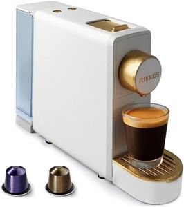 Rinkos Espresso Maker for Nespresso Original Capsules, White Mini Pod Maker | Compact 20 Bar Italian Pump Espresso Machine with 18oz Water Tank, Programmable Mini and Lungo Cup Sizes