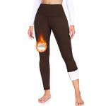 ACTINPUT Thermal Leggings for Women High Waist Fleece Lined Leggings Winter Thick Warm Leggings Ladies Hiking Sports Workout Yoga Pants(Coffee,M)