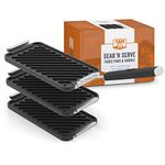 Yukon Glory™ SEAR 'N SERVE Cast Iron Grill Pan Set Includes 3 Cast Iron Grilling Baskets & Clip-On Handle - Cast Iron grill pans for stove tops or Outdoor Grills