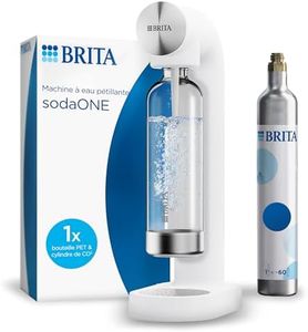 BRITA Machine à eau pétillante sodaONE blanche - inclus 1x bouteille en PET (1L) et 1x cylindre de CO2 pour gazéifier votre eau à la maison