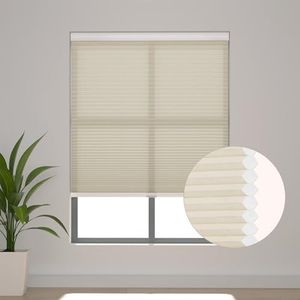 Changshade Cellular Shades Cordless Blinds for Indoor Windows, Honeycomb Blinds Pleated Window Shades Light Filtering for Bedroom, Bathroom, Shade Size 72 inch High 54 inch Wide, Beige