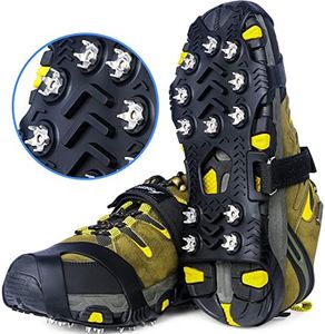 SHEEFLY Crampons Ice Cleats for Winter Boots, Upgraded Microspikes Anti Slip Ice Traction Cleats Grips Ice Cleats for Women Men Kids Perfect for Ice Fishing Hiking Walking Climbing