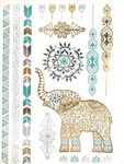 3D Temporary Tattoo Golden And Silver Metallic Sticker Love Text Heena Design Size 21x15CM - 1PC. (95)