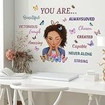 OOTSR Black Girl Inspirational Quote Butterfly Wall Decals,Positive Decoration Girl Bedroom Art,Inspirational Butterfly Stickers for Girls,Nursery Home Room Décor