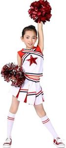 LOLANTA Big Girls Cheerleader Uniform Outfit Cheerleading Costume Fun Varsity Brand Youth Red White (Red, 8-10)