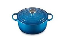 Le Creuset Signature Enamelled Cast Iron Round Casserole Dish With Lid, 24 cm, 4.2 Litre, Marseille Blue, 211772420