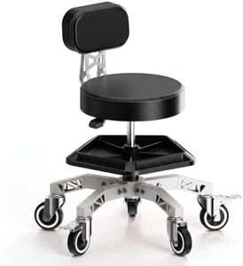 FIDOM Rolling Shop Stool with Backrest, Garage Mechanic Stool for Workshop