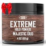 Viking Revolution Majestic Oud Hair Pomade for Men - Extreme Hold Hair Gel for Men Water Based - Mens Pomade Extra Firm Mens Hair Pomade Strong Hold - High Shine Mens Hair Cream (4oz)