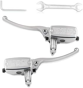 Triumilynn 7/8" 22mm Brake Clutch Master Cylinder Replacement for Hon-da Ya-ma-ha Su-zu-ki Kawa-saki Motorcycle, 7/8 Inch Brake Master Cylinder Lever (Left & Right), Silver