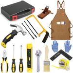 QeeHeng Kids Tool Set，Kids Real Tool Kit with Real Hand Tools, Children Construction Beginner Learning Tools Hammer Box for Home DIY Building and Woodworking, Great Gift for Boys & Girls