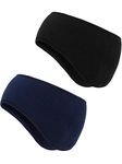 Boao 2 Pieces Ear Warmer Headbands Fleece Winter Headbands for Adult Kids Winter Using (Black, Navy Blue)