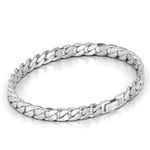 Jewellbox Mens Solid s925 Sterling Silver Cuban Link Chain Bracelet with Secure Clasp 7mm (22cm)