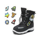DREAM PAIRS Boys Toddler Snow Boots Interchangeable Accessories Slip Resistant Faux Fur Lined Mid Calf Little Kids Winter Shoes,Size 10 Toddler,Black,SDSB2312K