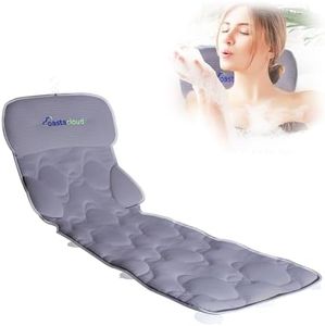 Coastacloud Full Body Bath Pillow for Bathtub, Luxury Bathtub Pillow with Suction Cups, 4D Breathable Mesh Spa Cushion for Headrest, Neck and Back Support, Quick Drying Polyester, Gray, 49" x 16"