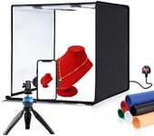 PULUZ Photo Box Portable Light Tent 60cm/24 inch Photo Studio Light Box Photography Photo Booth, LED 5500K White Light Dimmable Lightbox with 6pcs Photo Backdrop