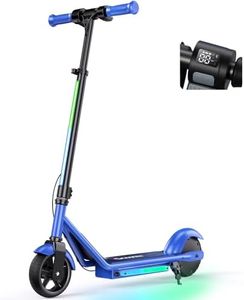 iScooter IK3/IK3Pro Electric Scooter for Kids Aged 6-12, LED Display, 3 Speeds, 3 Adjustable Heights (IK3Pro), Magnetic Charging, 150W Motor, Colorful Lights (IK3Pro-3 Heights, Blue)