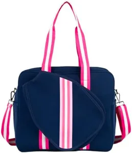 Queen of the Court - Brooklyn Pickleball Bag - Women's Pickle ball tote, Quality Construction, Functional And Stylish Design (Blue/Pink)