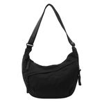 Sanxiner Crescent Bag for Women Men Nylon Crossbody Bags Multi-Pocket Sling Bag Roomy Hobo Bags Moon Bag Slouchy Dumpling Bag, 1-black