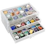 Crystal Display Case 3 Drawers Rock Collection Box 54 Grids Large Jewellery Box Organiser Clear Crystals Display Case Durable Gemstone Display Case Rock Storage Case for Kids Rocks 23.5x15.5x10.5cm