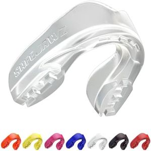 SAFEJAWZ Sports Mouthguard Slim Fit, Adult and Junior Mouth Guard with Case for Boxing, Basketball, Lacrosse, Football, MMA, Martial Arts, Hockey and All Contact Sports (Adult 12+ Years, Clear)