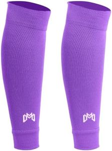 MediCaptain Pre Cut Soccer Sock Sleeves, Companion for Soccer Grip Socks, Securely Holds Shin Guards, Compression Leg Warmer (Purple, One Size)