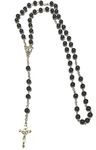 LA BELLEZA Unisex Catholic Religious Saint Praying Black Stone Rosary Beads 6 mm with Jesus Cross for Men Chain for Boys Girls Men and Women