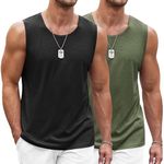 COOFANDY Mens 2 Pack Workout Sleeveless Shirts Gym Muscle Casual Tank Tops X-Large BlackArmy Green