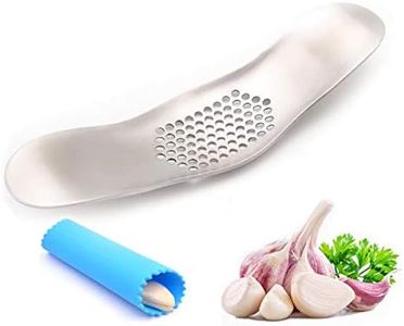 ToSSme Garlic Rocker Crusher Mincer Press Dishwasher Safe, Stainless Steel Garlic Crusher Press