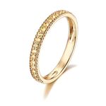 Daesar 18ct Yellow Gold Wedding Rings For Women Elegant Simple Thin Rows Round Sapphire Wedding Rings For Women Gold Ring Size N 1/2