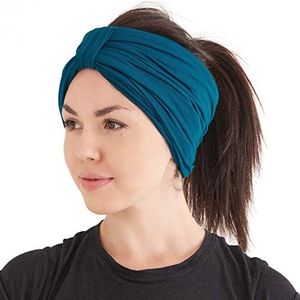 CHARM Womens Chunky Turban Headband Headscarf Winter Head Wrap Chemo Hat Natural Hair Blue Green