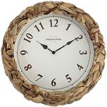 Presentime & Co Farmhouse Series, Rustic Woven Clock, 10.5 inch, Natural Woven Water Hyacinth/Sea Grass. Wall Sculpture, Wall Art and Timepiece for Home Decoration/Wall Decoration/Farmhouse Décor.