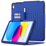 SEYMAC Case for iPad 10th Generation 2022 (10.9 inch), Shockproof Full Body Protective Case with Auto Sleep/Wake Magnetic Smart Cover, Card Slots, Multi-angle Stand, and Pencil Holder - Blue