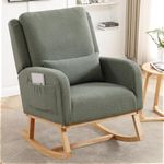HCHAIRH Rocking Chair Nursery, Nursing Rocking Chairs with Lumbar Pillow, Comfy Modern Nursery Glider Rocker Morden Accent Rocking Chair for Mom Nursery, Living Room, Bedroom (Teddy Green)