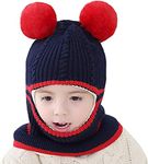 NVS Kids Winter Hat, Baby Girls Boys Winter Balaclava Cap, Thick Scarf Earflap Hood Scarves Skull Caps I Balaclava Cap I Monkey Cap, 1-4 Years Blue Color