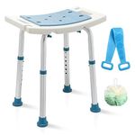 Icedeer Shower Stool, Shower Bench Seat, Shower Chair for Inside Shower and Bathtub, with Shower Head Holder, Bath Chair, Shower Stool for Elderly Senior Disable Pregnant, Tool-Free, Capacity 350LBS