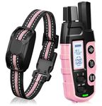 Dog Training Collar with 3300Ft Remote Range, 3 Training Modes Sound/Vibration/Strong Vibration, Security Lock IP67 Waterproof & Rechargeable, Anti Barking Collar for Large Medium Small Dogs (PINK)