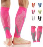 Calf Compression Sleeves for Men & Women - Leg Sleeve and Shin Splints Support - Varicose Vein Treatment for Legs & Pain Relief - Recovery , Ideal for Leg Cramp Relief , Football , Running , Basketball , Travel , Work , Sports , brace (Large, Pink)