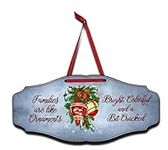 THOUSAND OAKS BARREL “Families are Like Ornaments..Bright, Colorful, and a bit Cracked” Decorative Hanging Christmas Wooden Sign
