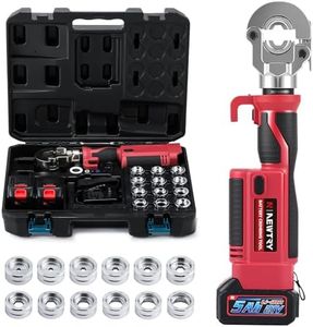 NEWTRY N300 Electric Hydraulic Cable Lug Crimping Machine 6 ton Rechargeable Cordless Terminal Cable Pliers 350° Rotatable 10-300mm² /8AWG-600MCM 12 Dies 2PCS 5000mAH