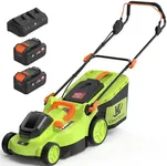 Cordless Electric Lawn Mower with (2) 40V 4.0Ah Batteries & 30 Minute Dual-Port Rapid Charger, Brushless Motor, 6-Position Height Adjustment, 15'' Battery Powered Push Lawn Mower for Backyard Garden