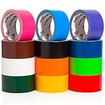 Rainbow Colored Duct Tape — 12 Bright Duct Tape Colors — 10 Yards x 2 Inch — Waterproof — Colored Duct Tape Multipack for Arts — Heavy Duty Duct Tape — Color Duct Tape Rolls