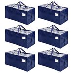 VENO 6 Pack Heavy Duty Extra Large Moving Bags W/ Backpack Straps Strong Handles & Zippers, Storage Totes For Space Saving, Fold Flat, Alternative to Moving Box, Made of Recycled Material (Blue, 6 Pack)