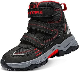 Littleplum Boys Snow Boots Winter Waterproof Antiskid Boots Hiking Outdoor Shoes for Kids(Toddler/Little Kid/Big Kid) Black Red Little Kid Size 1