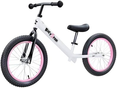 bicystar 16 Inch Balance Bike, Toddler Bicycle Ages 5-8, Air Tires, No Pedals Push Bike, Toddler Outdoor Toy Bike for Kids, Boys Girls, White