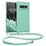 kwmobile Crossbody Case Compatible with Google Pixel 6 Pro Case - TPU Silicone Cover with Strap - Mint