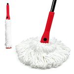 Self Wringing Mop with 2 Washable Heads, JEHONN Wet Mop for Floor Cleaning Heavy Duty, 51 Inch Long Handle Twist Mop for Hardwood Vinyl Tile Marble Laminate Home Office Kitchen (Red)