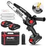 Seesii Mini Chainsaw 8 inch DL07, Electric Chainsaw Cordless, Upgraded Brushless Chainsaw with Auto Oiler, 2pcs 2000mAh Batteries, Battery Powered Saws Handheld Chain Saw for Tree Branch Wood Cutting