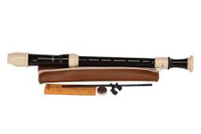 Aulos F alto recorder Bel Canto 309A - dark brown/ivory-coloured - baroque fingering, with double holes - with bag, cleaning rod, grease box, fingering chart - removable thumb rest - 3-piece