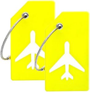 Silicone Luggage Tag with Name ID Card Perfect to Quickly Spot Luggage Suitcase, Yellow, One_Size